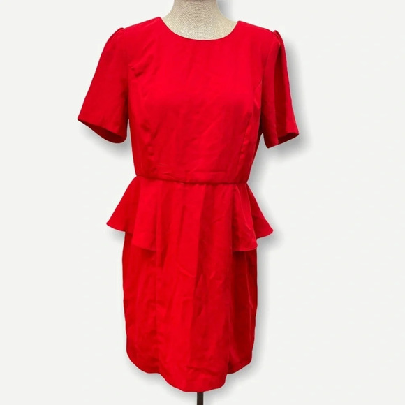 Forever 21 red peplum short‎ sleeve dress - Picture 1 of 6